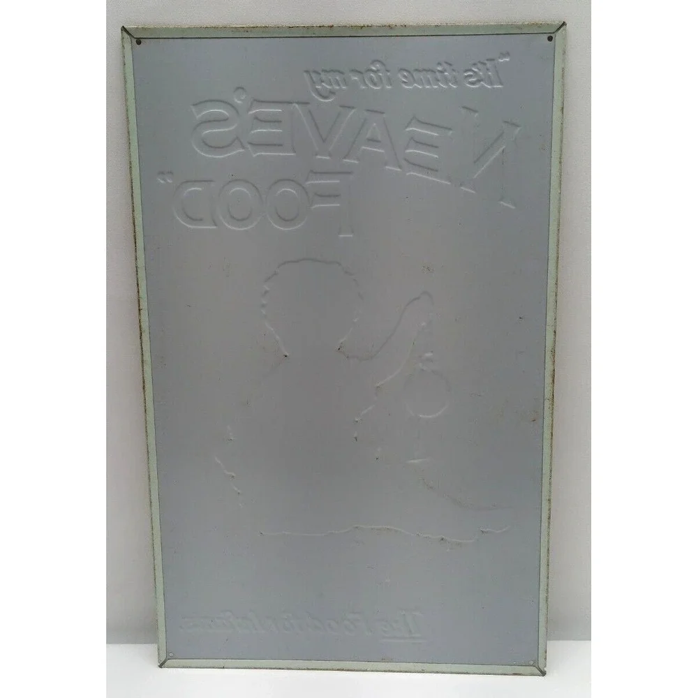 Vintage Embossed Tin Sign NEAVE'S FOOD for INFANTS ADVERTISING PLAQUE 10